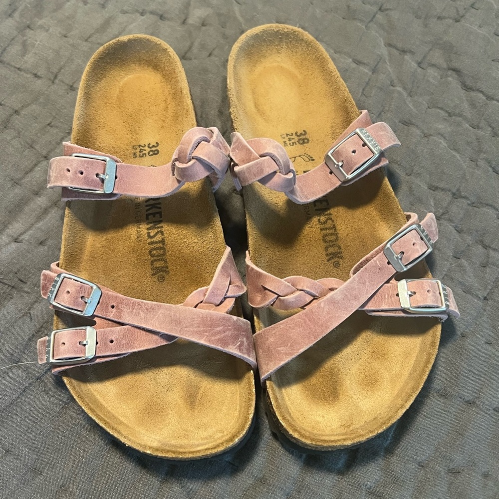 Birkenstock Franca Braided-Oiled Leather Lavender Size 38 Women’s
